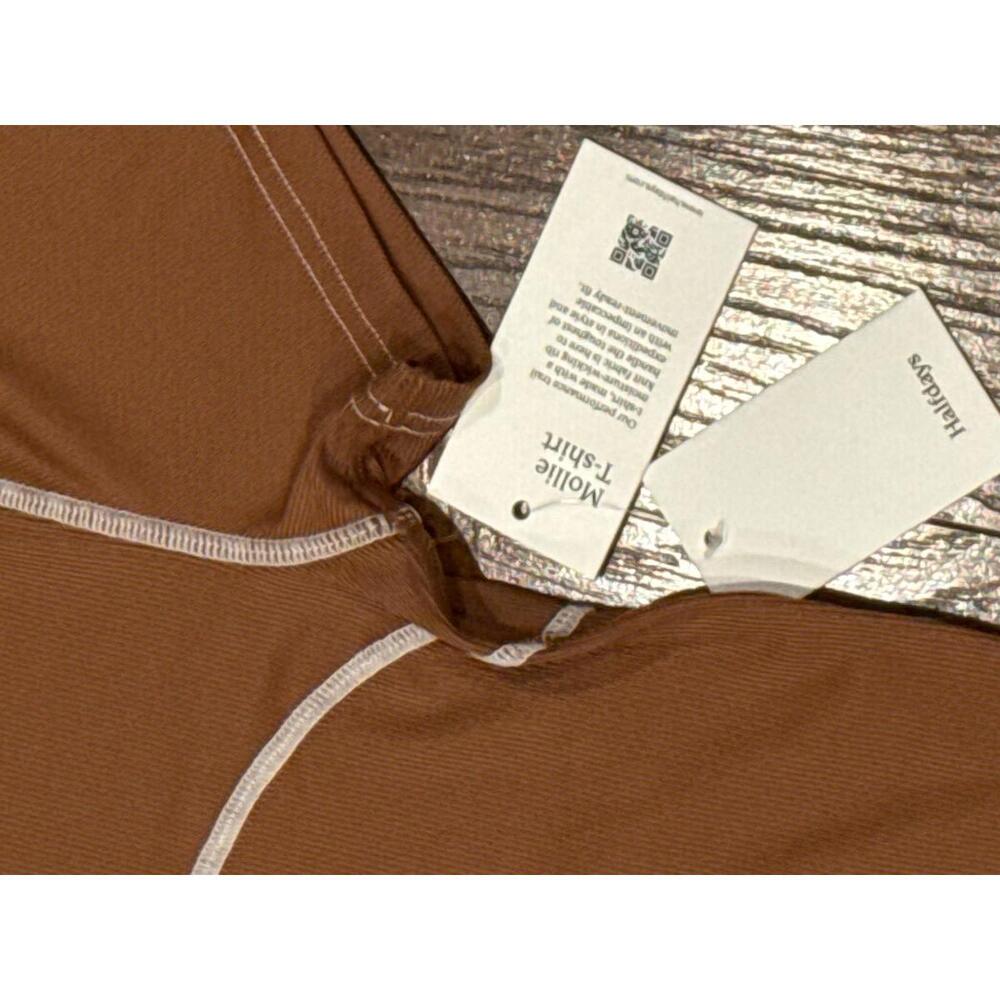 $65 Halfdays Womens Mollie Performance Short Sleeve T-Shirt Brown Stretch Size S - Picture 3 of 7